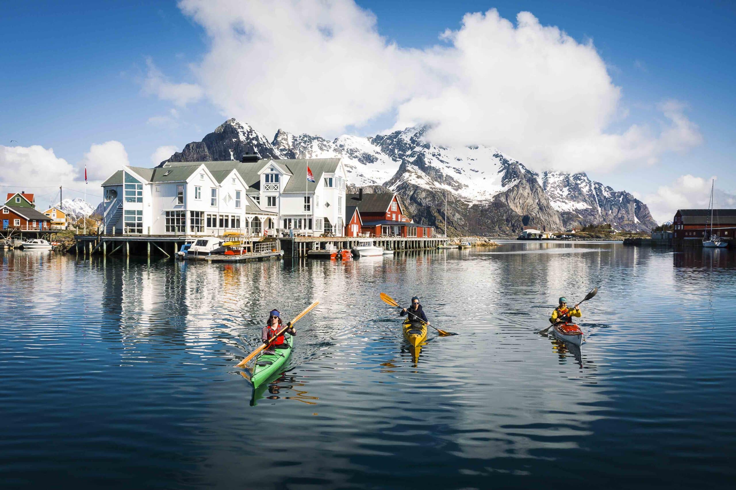 Villa Bryggekanten with unique atmosphere for events, Winter in Lofoten, Norway.